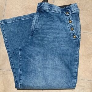 St John's Bay Women's Wide Leg Jeans With Gold Button Pocket